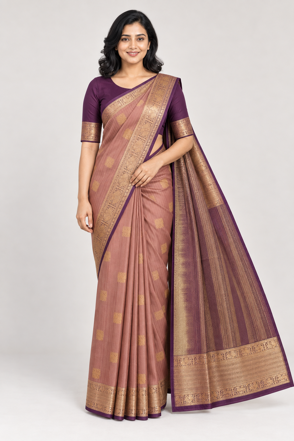 DUSTY PINK WITH PURPLE BORDER