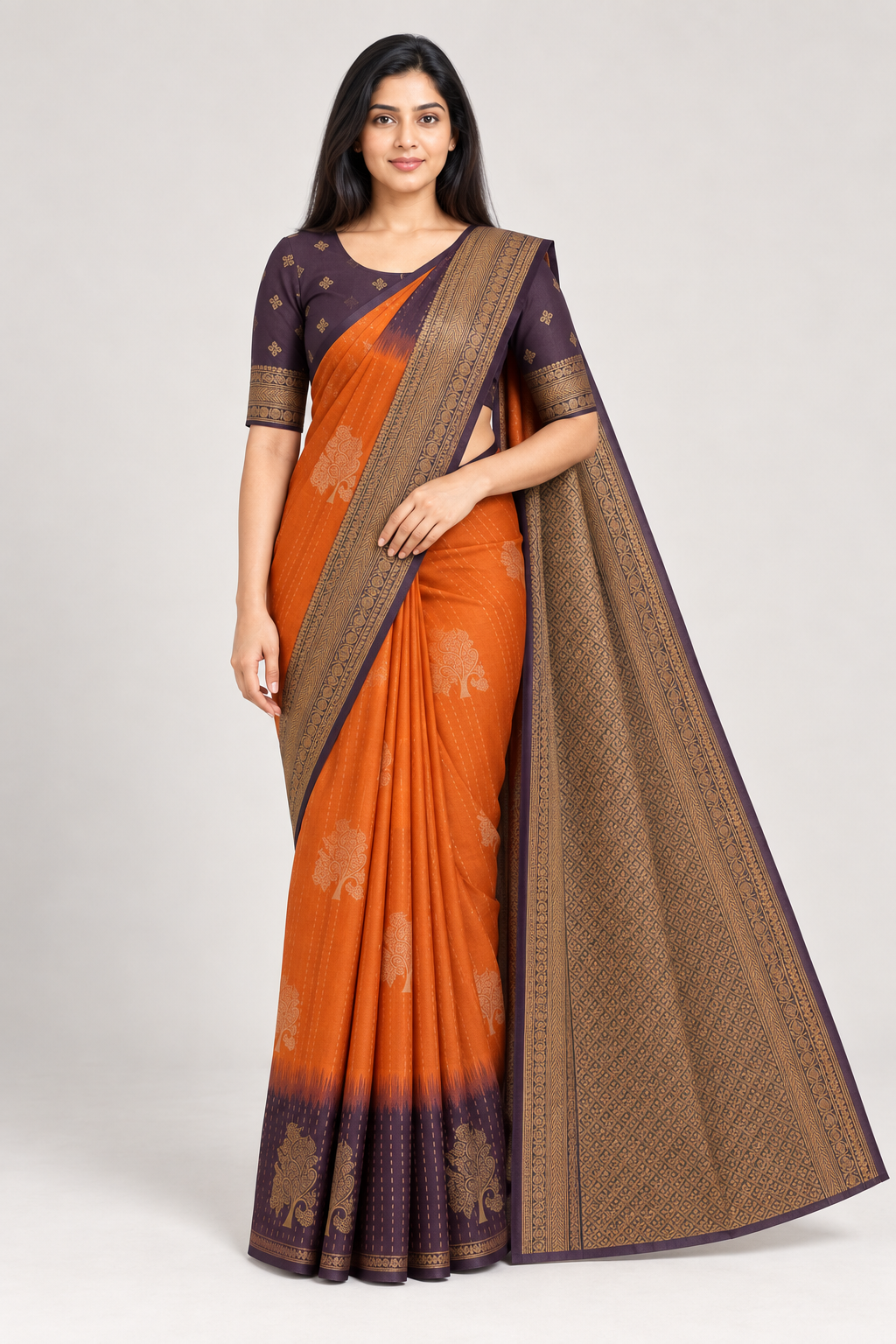 BURNT ORANGE WITH COFFEE BROWN BORDER