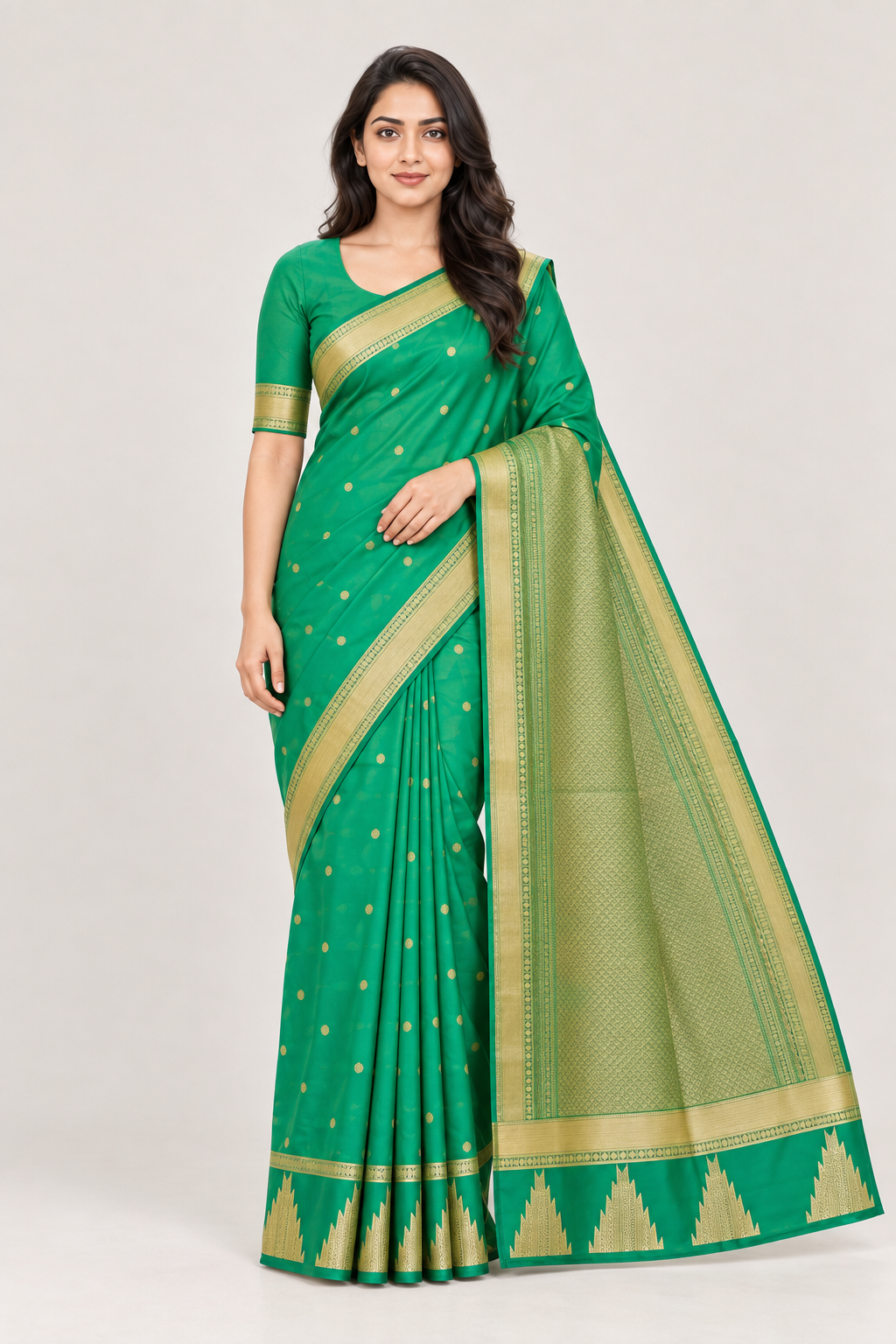 PARROT GREEN WITH TEMPLE GOLDEN BORDER