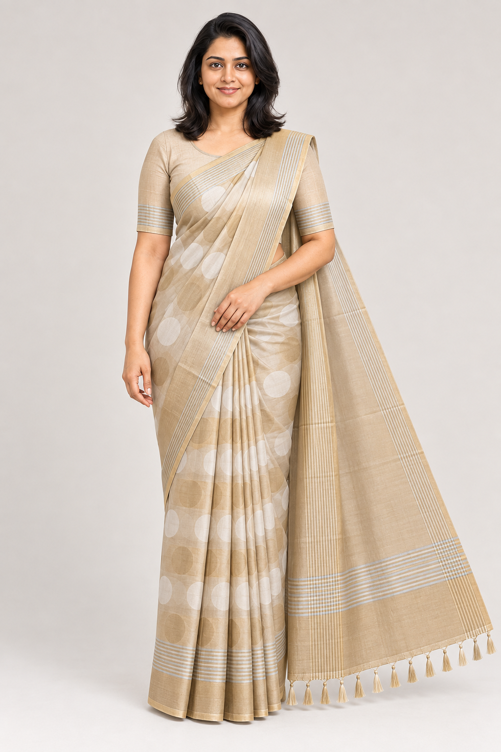 CREAM WITH HORIZONTAL STRIPES AND GOLDEN BORDER