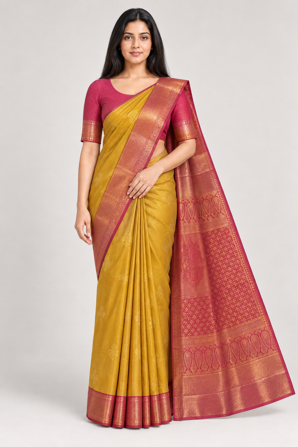 MUSTARD YELLOW WITH PINK BORDER